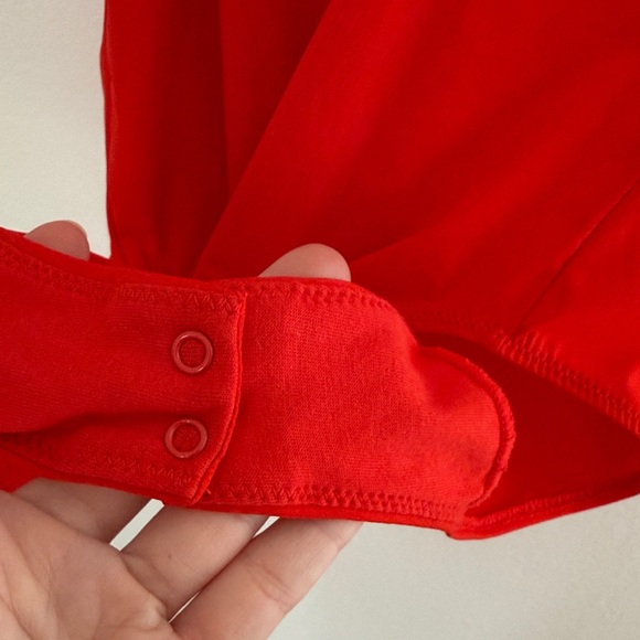 Free People Red Seamless Double-Strap Bodysuit – Scoop Neck Stretch Knit size S - Picture 6 of 10